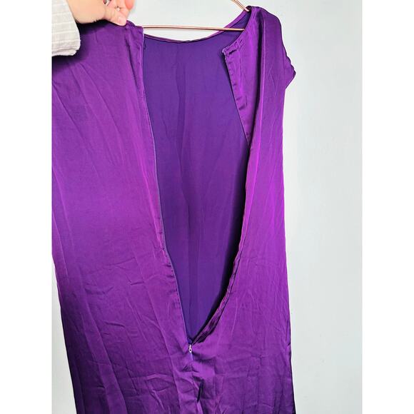 MARINA MOSCONE COLLECTIVE Purple Satin Shift Knot Sleeveless Dress Size 14 - Picture 8 of 14